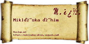 Miklóska Áhim névjegykártya